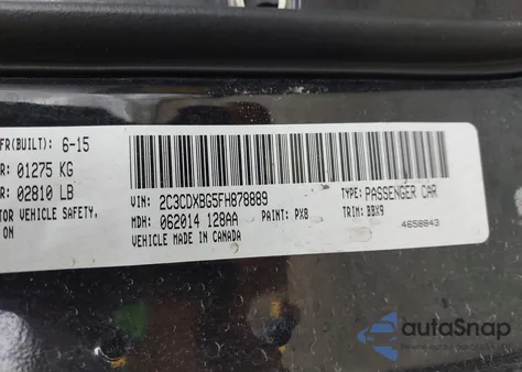 2015 Dodge Charger Se from USA, damaged, VIN 2C3CDXBG5FH878889